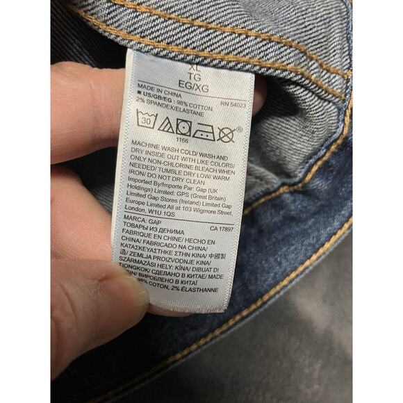 GAP Denim Jacket Woman’s XL Blue Med Wash Stretch Button Front Trucker Cowgirl - Picture 7 of 11